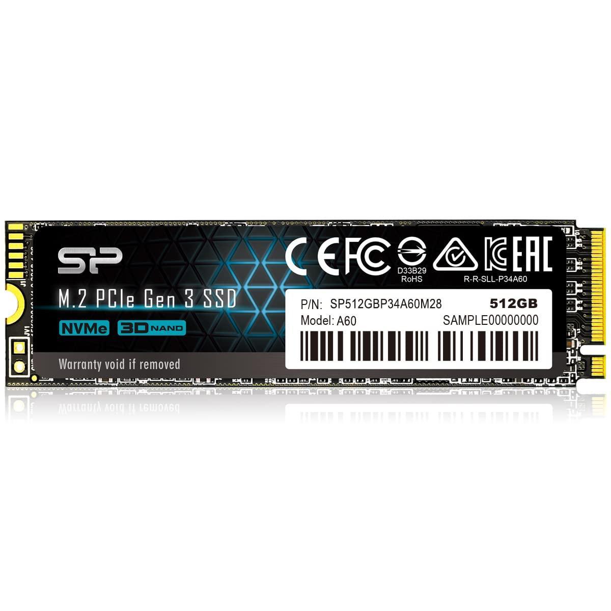 SP Silicon Power P34A60 512Gb Nvme M.2 2280 Pcie Gen3 Ssd, 3D TLC Nand with SLC Cache, Up to 2200Mb/S, Internal Solid State Drive for Desktop Laptop Computer, USB - Triveni World