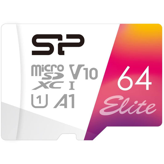 SP Silicon Power Silicon Power 64GB microSDXC UHS-I Micro SD Card with Adapter, Up to 100MB/s Read, Class 10 U1 V10 A1 Full HD Video microSD Memory Card, Elite Series - Triveni World