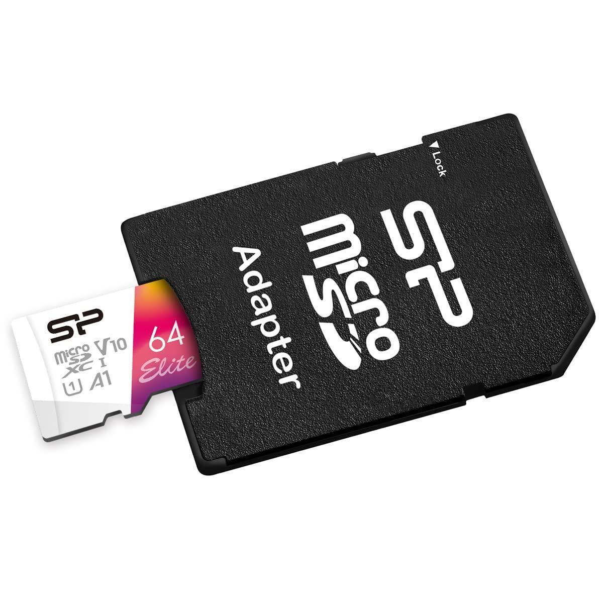 SP Silicon Power Silicon Power 64GB microSDXC UHS-I Micro SD Card with Adapter, Up to 100MB/s Read, Class 10 U1 V10 A1 Full HD Video microSD Memory Card, Elite Series - Triveni World