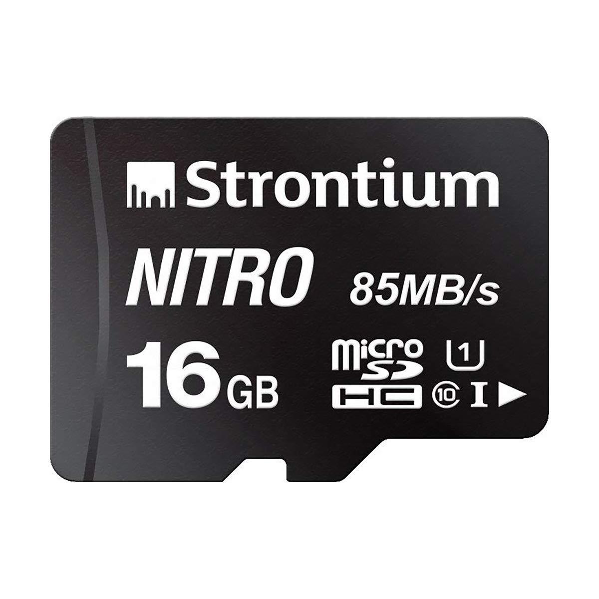 Strontium Nitro 16GB Micro SDHC Memory Card 85MB/s UHS-I U1 Class 10 High Speed for Smartphones Tablets Drones Action Cams (SRN16GTFU1QR) - Triveni World