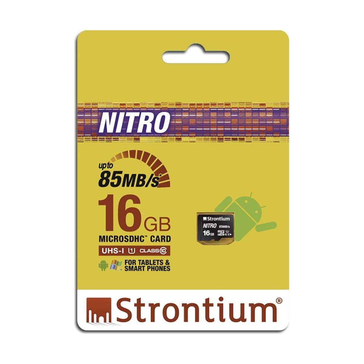 Strontium Nitro 16GB Micro SDHC Memory Card 85MB/s UHS-I U1 Class 10 High Speed for Smartphones Tablets Drones Action Cams (SRN16GTFU1QR) - Triveni World