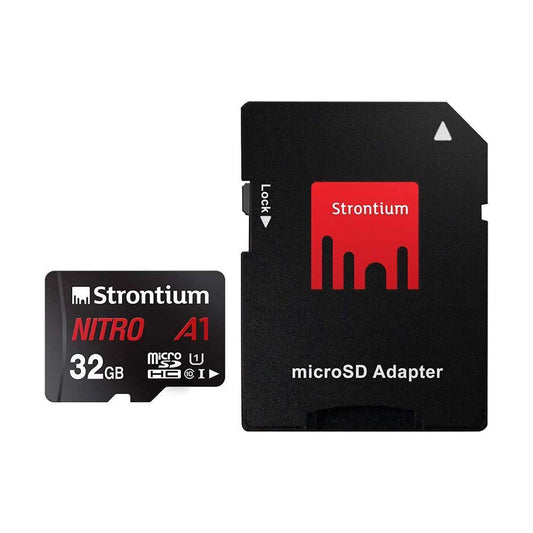 Strontium Nitro A1 32GB Micro SDHC Memory Card 100MB/s A1 UHS-I U1 Class 10 with High Speed Adapter for Smartphones Tablets Drones Action Cams - Triveni World