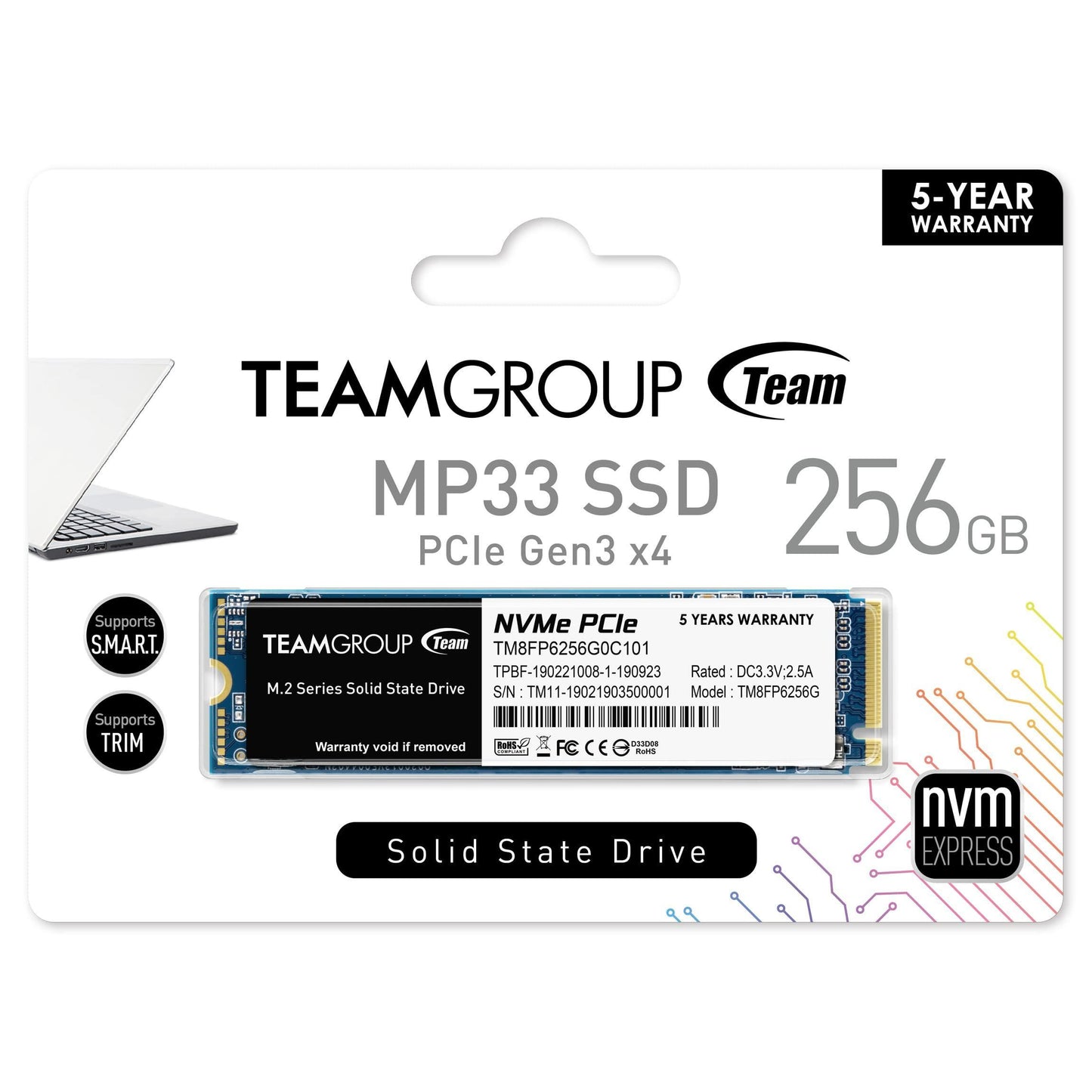 TEAMGROUP MP33 256GB NVMe PCIe M.2 2280 Gaming Internal Solid State Drive SSD TM8FP6256G0C101 (Read/Write Speed up to 1,600/1,000 MB/s) - TM8FP6256G0C101 - Triveni World