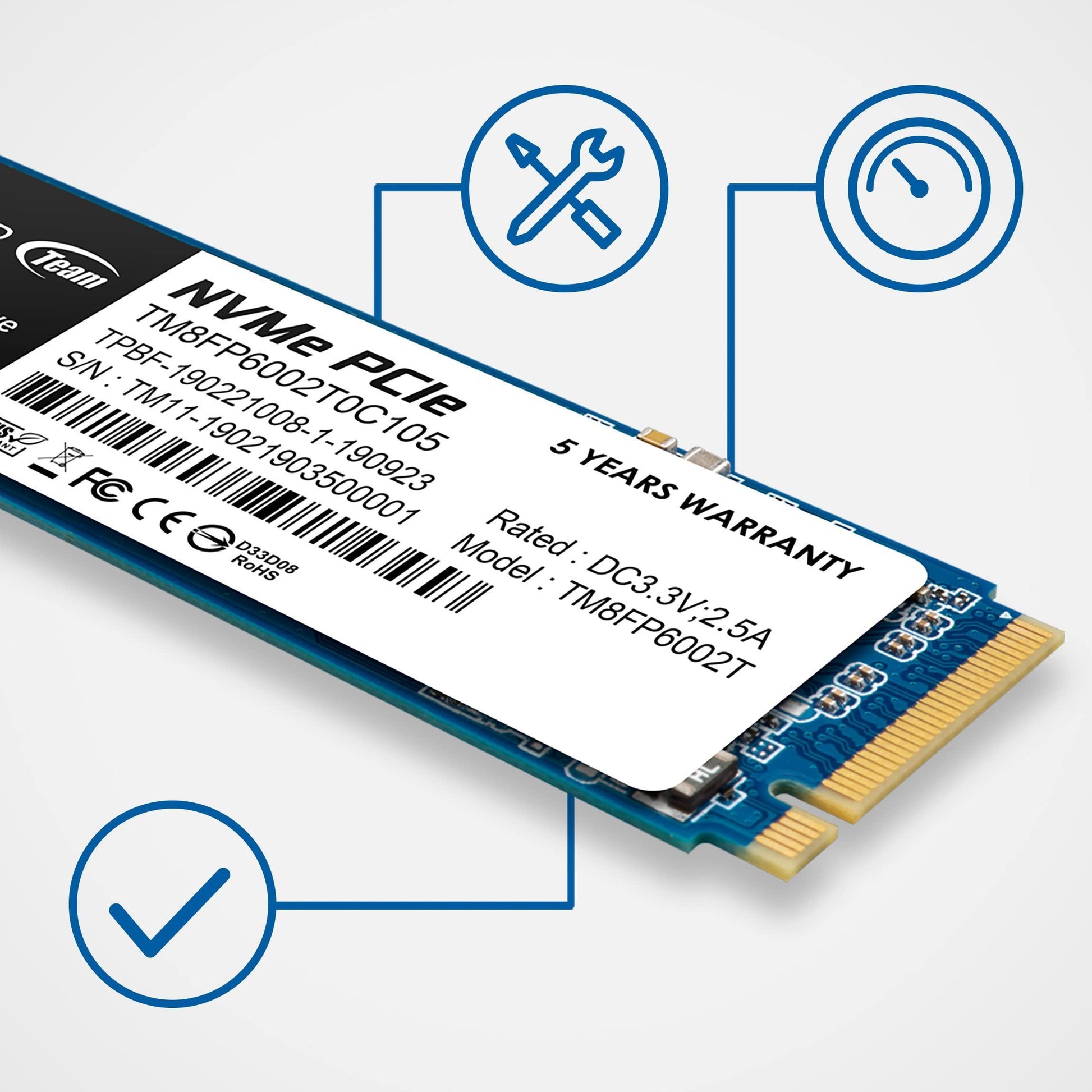 TEAMGROUP MP33 256GB NVMe PCIe M.2 2280 Gaming Internal Solid State Drive SSD TM8FP6256G0C101 (Read/Write Speed up to 1,600/1,000 MB/s) - TM8FP6256G0C101 - Triveni World