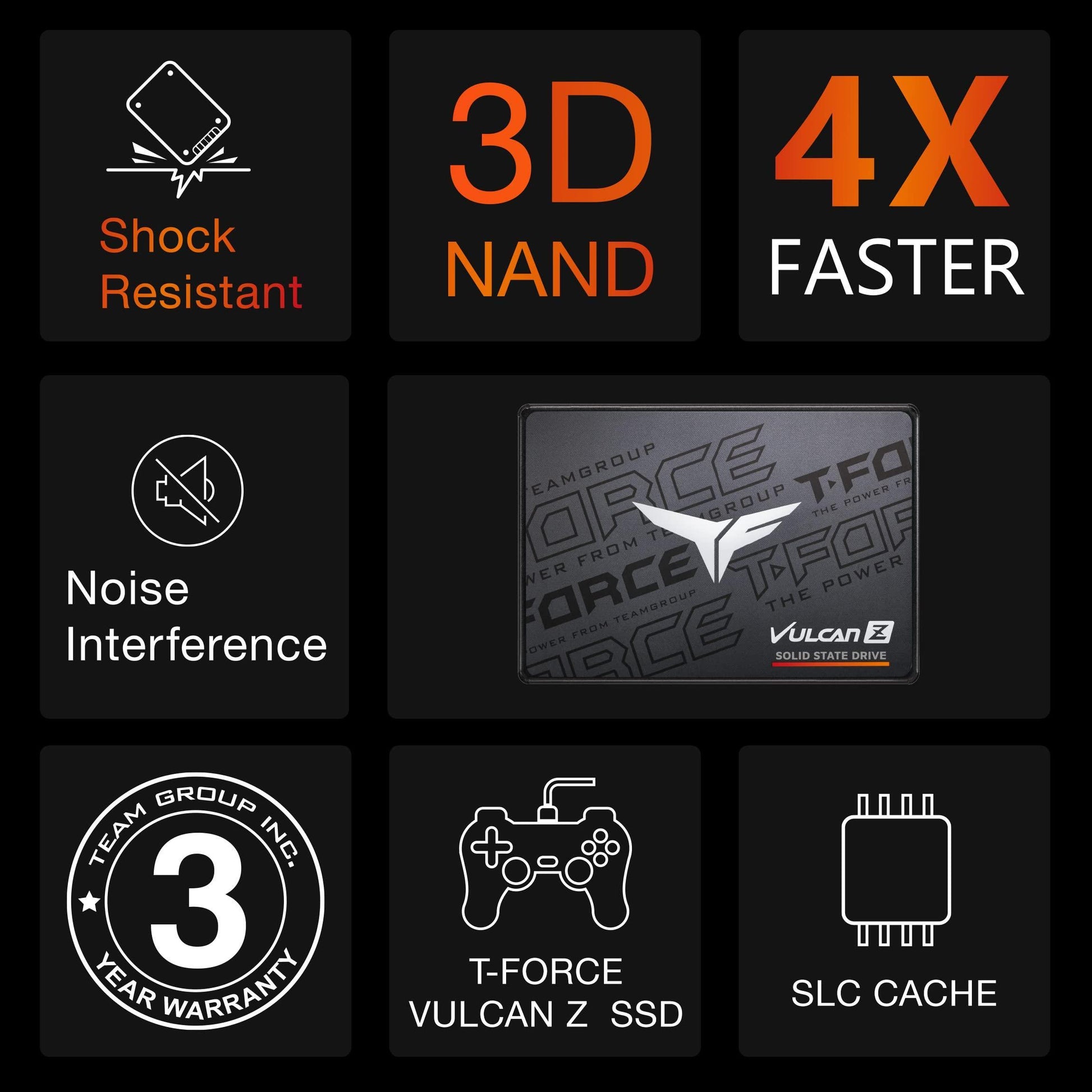 TEAMGROUP T-Force Vulcan Z 256GB SLC Cache 3D NAND TLC 2.5 Inch SATA III Gaming Internal Solid State Drive SSD (R/W Speed up to 520/430 MB/s) T253TZ256G0C101 - Triveni World