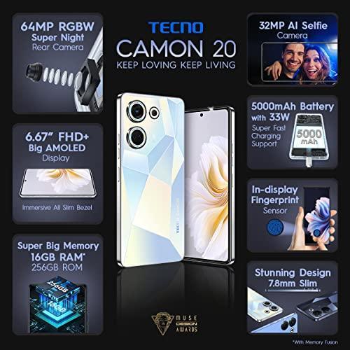 TECNO Camon 20 (Glacier Glow, 8GB RAM,256GB Storage)|16GB Expandable RAM | 64MP RGBW Rear Camera|6.67 FHD+ Big AMOLED with in-Display Fingerprint Sensor - Triveni World