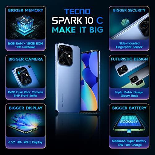 TECNO Spark 10C (Magic Skin Blue, 8GB RAM,128GB Storage)|16GB Expandable RAM | 90Hz Refresh Rate 6.6" HD+Dot Display | 16MP AI Dual Rear Camera - Triveni World