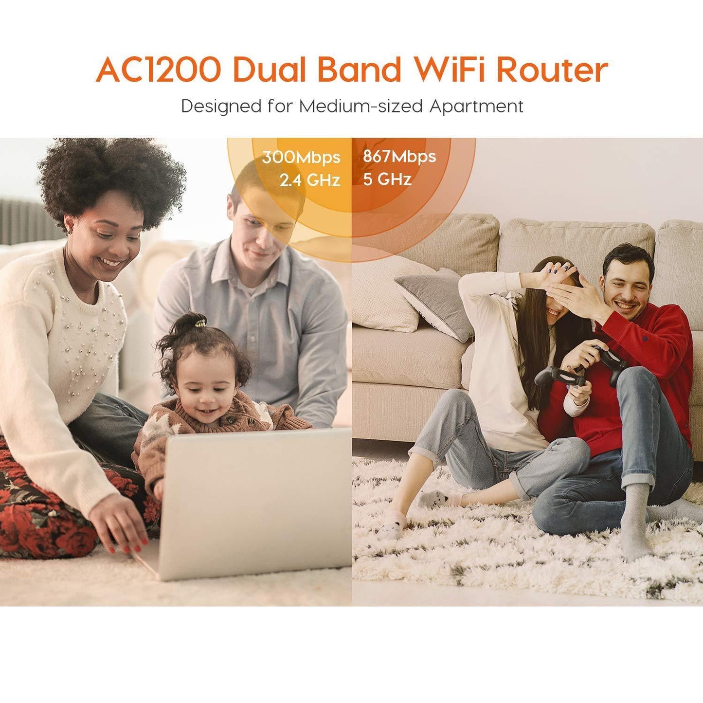 Tenda AC5 V3 AC1200 Wireless Dual Band WiFi Router,Speed Up to 867Mbps/5GHz + 300Mbps/2.4GHz, IPV6, Parental Control, Guest Network, 4 * 6dBi Externe Antennen (White, Not a Modem) - Triveni World