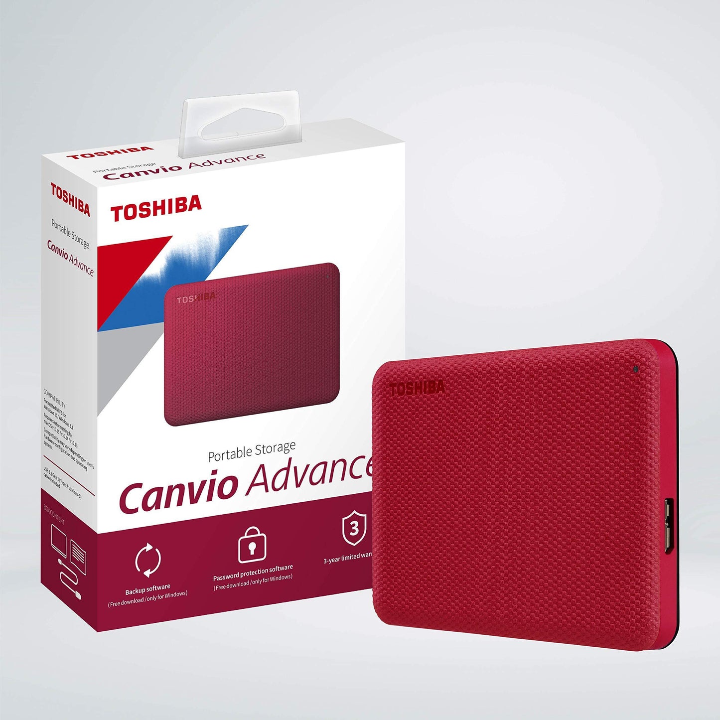 TOSHIBA Canvio Advance 1TB Portable External HDD, USB3.0 for PC Laptop Windows and Mac. 3 Years Warranty. External Hard Drive - Red - Triveni World