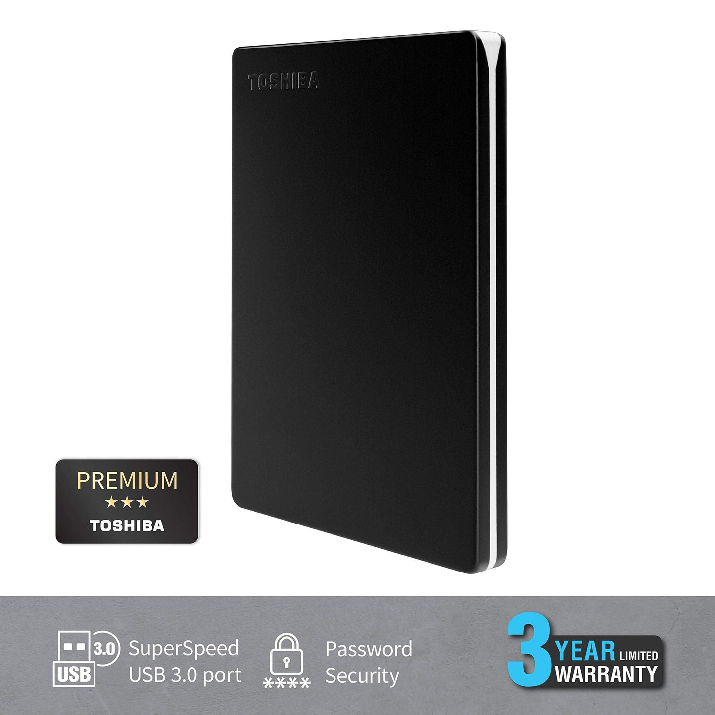 TOSHIBA Canvio Slim 1TB Portable External HDD - USB 3.0 for PC Laptop Windows and Mac, 3 Years Warranty, External Hard Drive - Black - Triveni World