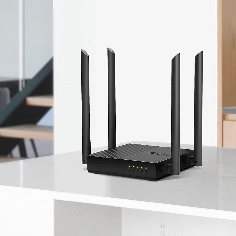 TP-Link Archer C64 AC1200 Dual-Band Gigabit Wi-Fi Router, Wireless Speed up to 1200 Mbps, 4×LAN Ports, 1.2 GHz CPU, Advanced Security with WPA3, MU-MIMO, Beamforming, Black - Triveni World