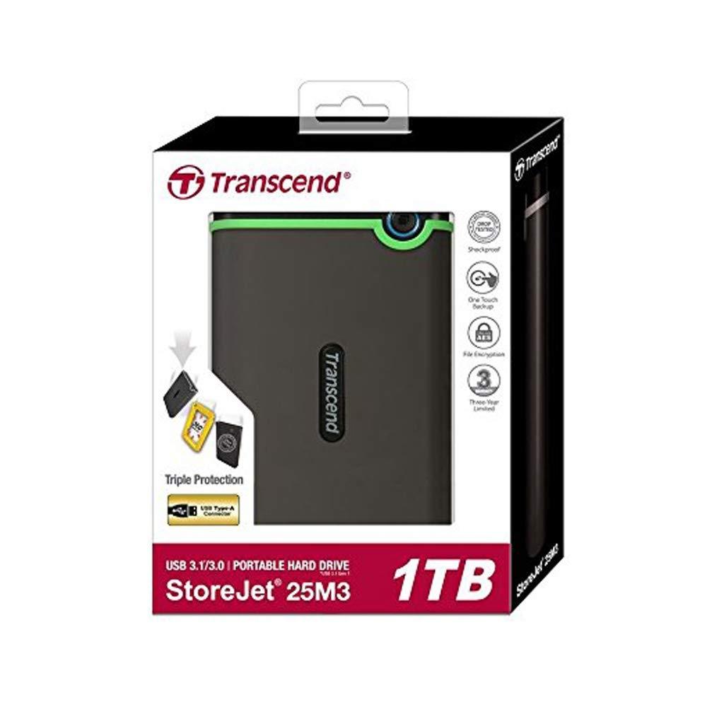 Transcend StoreJet 1TB USB 3.1 Gen 1 Portable Hard Disk Drive Compatible with PC, Mac, Tab, PS5 and Xbox, RecoveRx Software 2.5" HDD 3 Yrs. Warranty - TS1TSJ25M3S - Triveni World