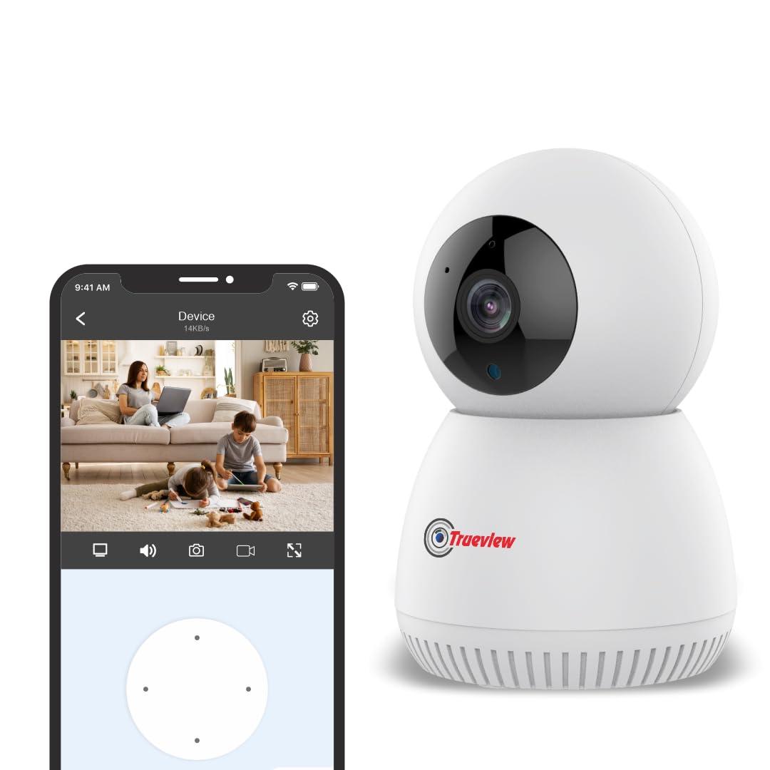 Trueview 2MP Smart CCTV Wi-fi Home Security Camera with Pan Tilt 360° View, 2 Way Talk, Cloud Monitor, Motion Detect, Supports SD Card Up to 256 GB, Night Vision, Alexa - Triveni World