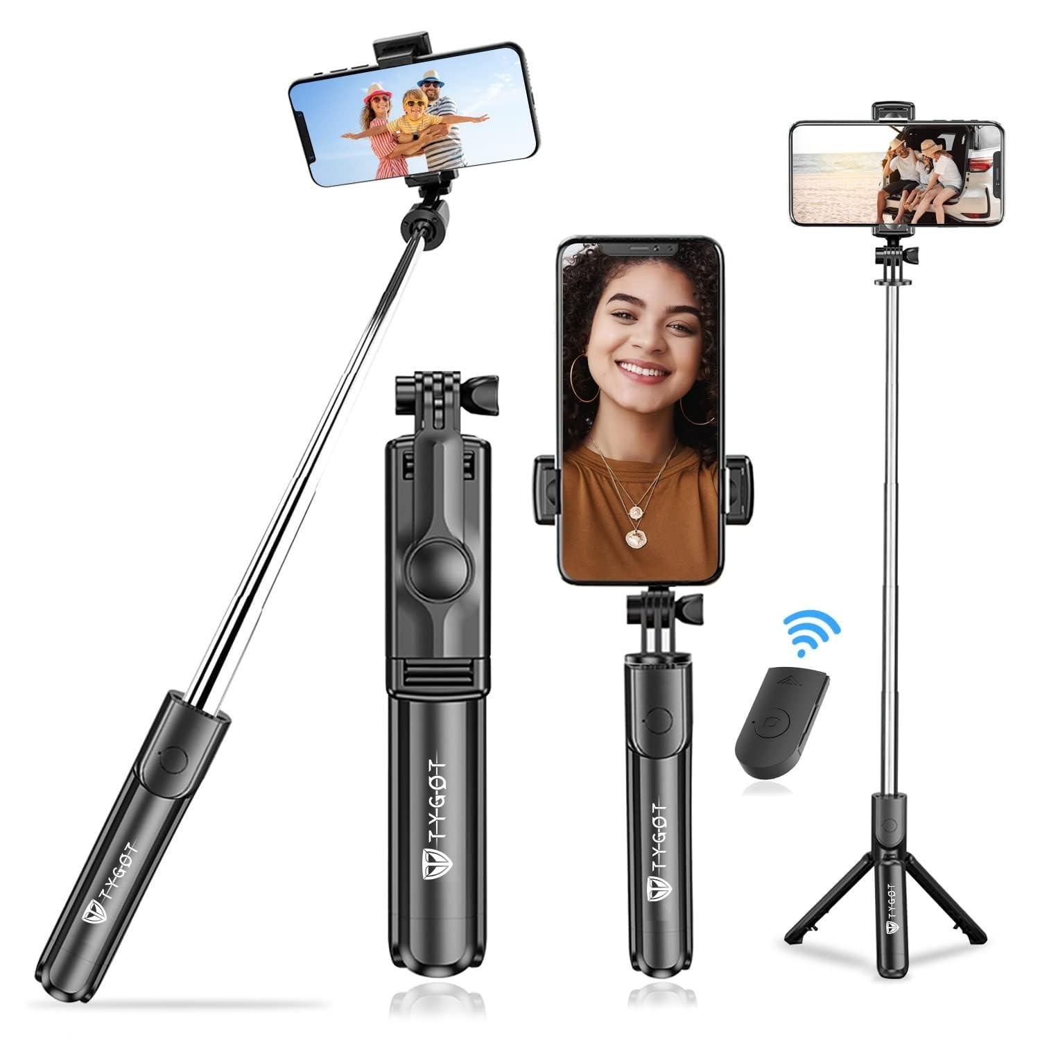 Tygot Bluetooth Extendable Selfie Sticks with Wireless Remote and Tripod Stand, 3-in-1 Multifunctional Selfie Stick with Tripod Stand Compatible with iPhone/OnePlus/Samsung/Oppo/Vivo and All Phones - Triveni World