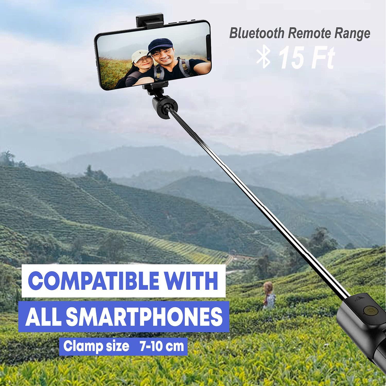 Tygot Bluetooth Extendable Selfie Sticks with Wireless Remote and Tripod Stand, 3-in-1 Multifunctional Selfie Stick with Tripod Stand Compatible with iPhone/OnePlus/Samsung/Oppo/Vivo and All Phones - Triveni World