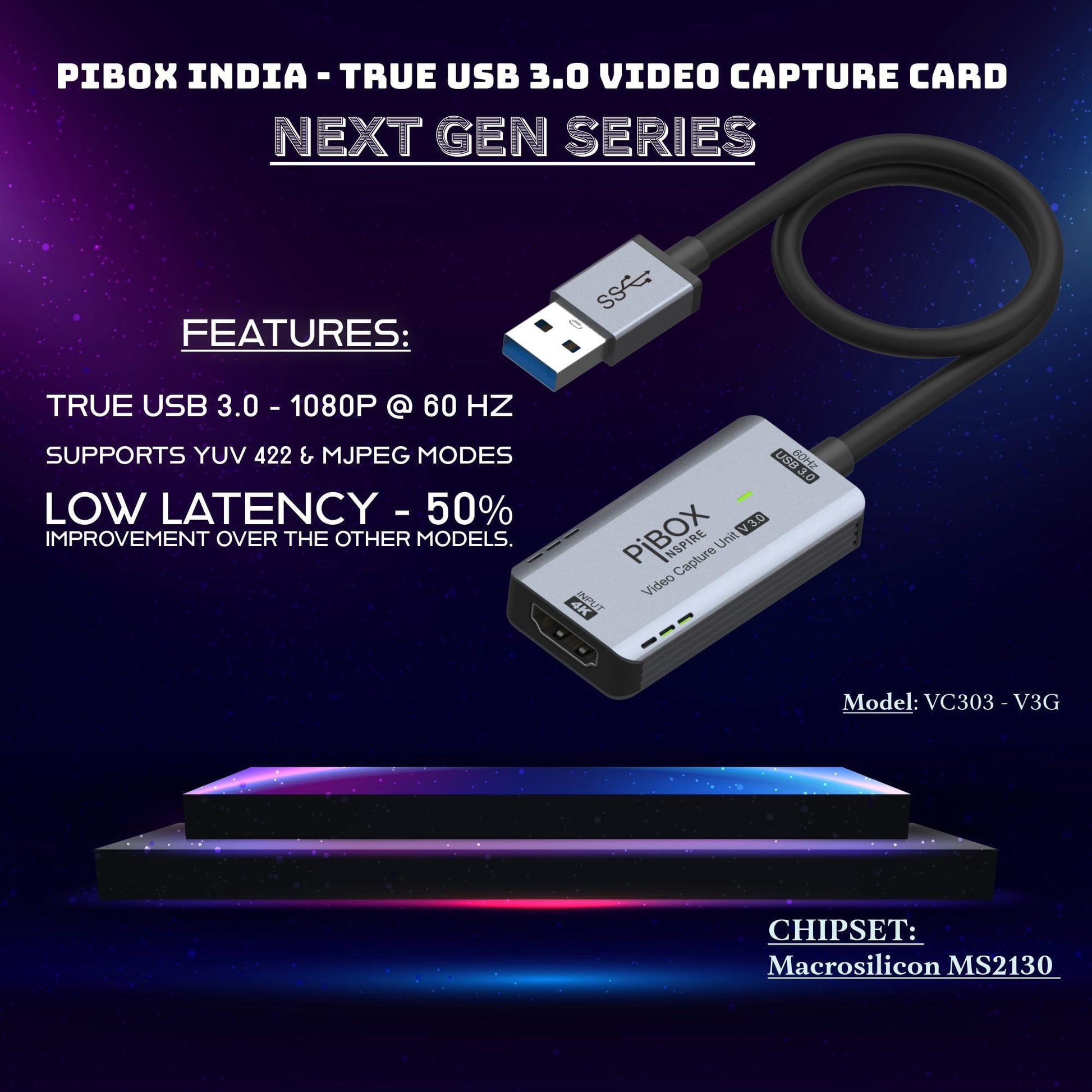 Upgraded Video Capture Card Cable GEN 3 60 FPS, PiBOX INDIA 4K HDMI to USB 3.0 MJPEG YUV Game Capture Device Aluminium Windows Android Mac,HD 1080P 60fps Video Live Streaming Gaming, Teaching - 2024 - Triveni World