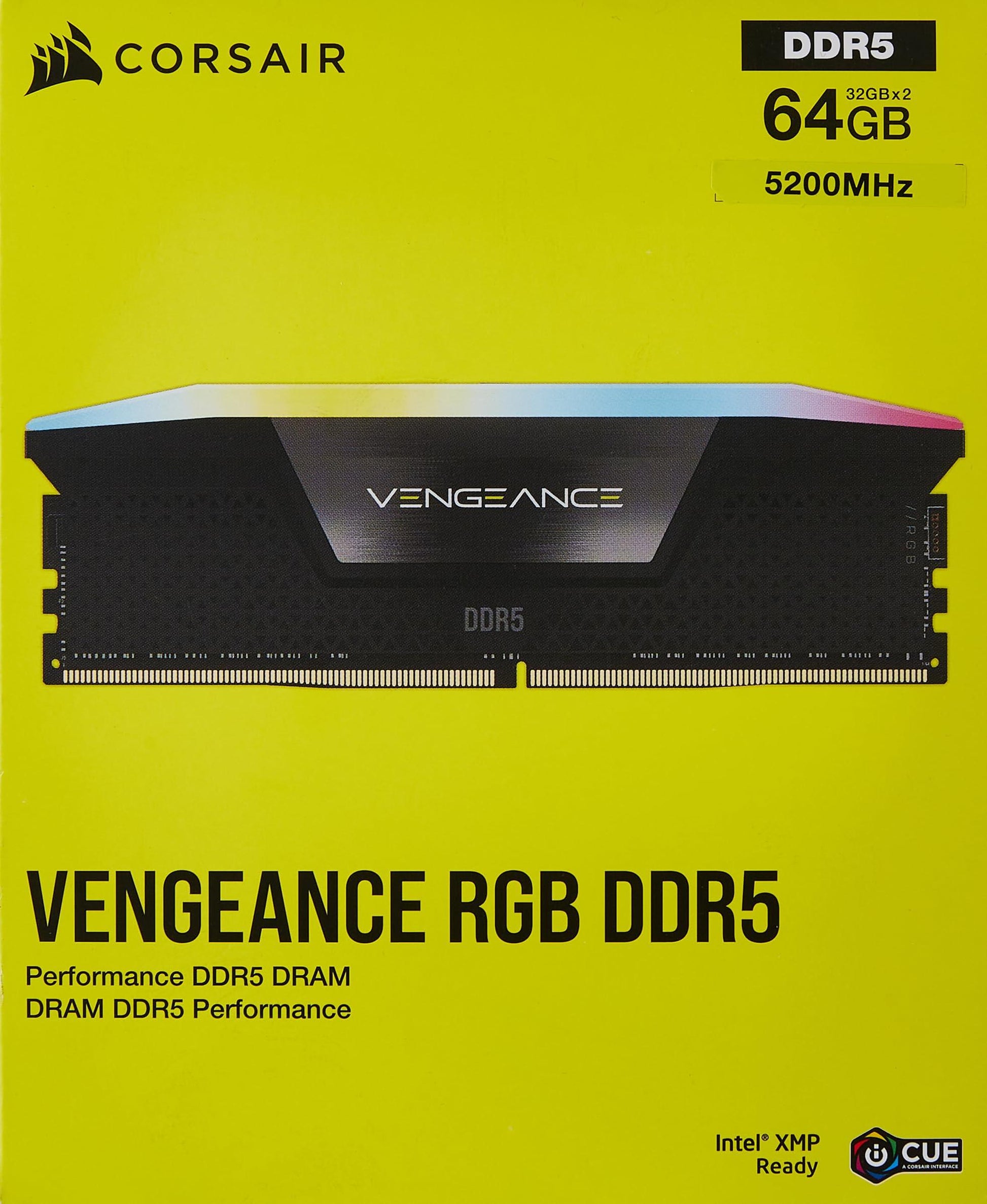 VENGEANCE® RGB 64GB (2x32GB) DDR5 DRAM 5200MT/s CL40 Memory Kit — Black - Triveni World