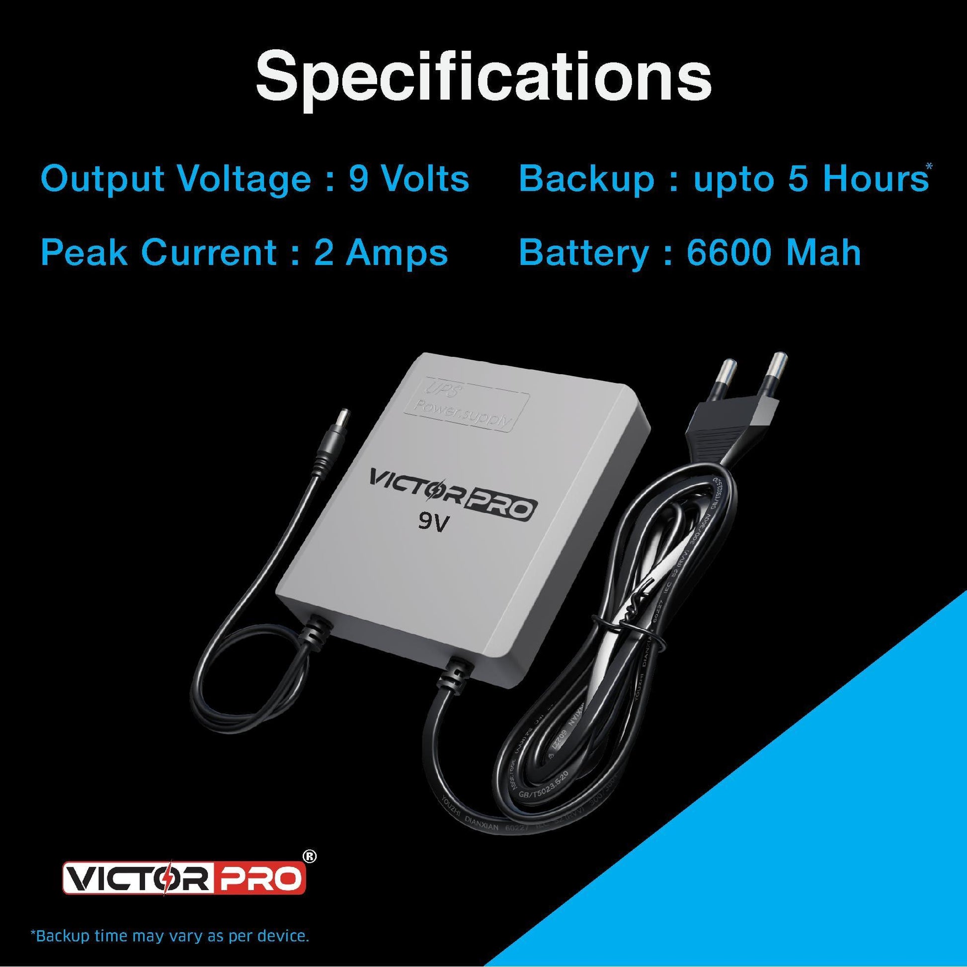 VictorPro 9V Mini UPS for WiFi Router Backup Upto 5 Hours | WiFi Router UPS Power Backup During Power Cuts | UPS for 9V Router Broadband Modem Upto 2A | Zero Lag Switching & Deep Discharge Protection - Triveni World