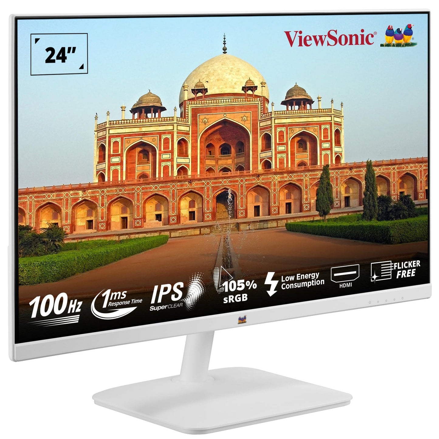 ViewSonic(Originated in USA) 24 Inch Full HD Office Monitor, Slim White, IPS, 100Hz,1Ms ResponseTime, AMD Free Sync, Srgb105%, Borderless Design, Eye Care, Wall Mount HDMI | VGA - VA2432-H-W - Triveni World