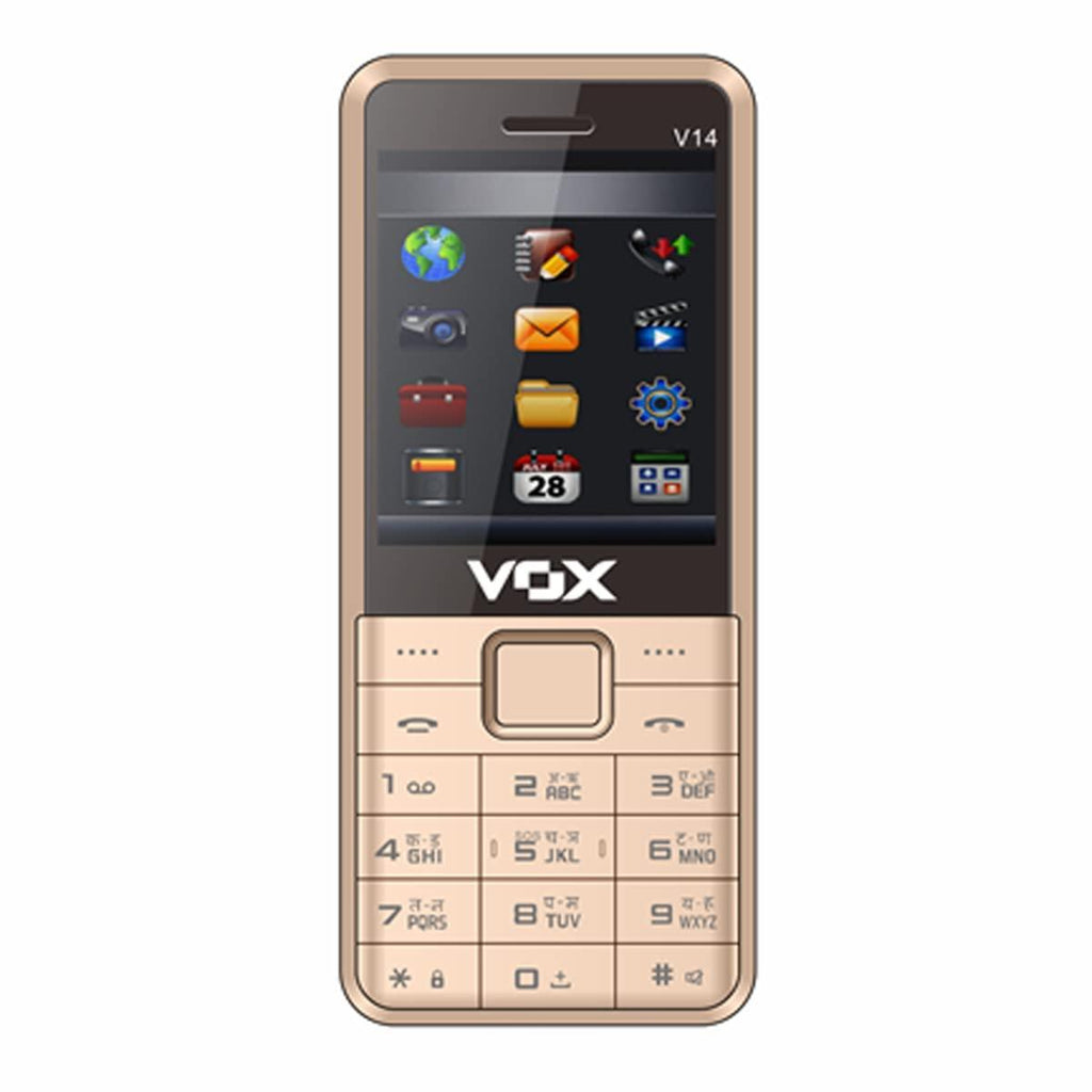 Vox V14 Keypad Mobile (2.4 Inch, Dual Sim) (Brown) - Triveni World