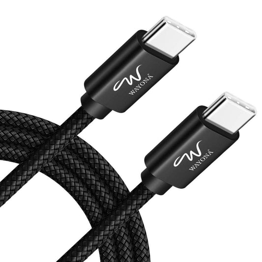 Wayona USB C to USB C 65W 6FT/2M Long Fast Charging Cable Compatible with iPhone 15, Samsung S24,S24 Ultra,S23,S22,S20FE,S21,OnePlus,Nothing Phone 2,Laptops & Macbook (2M, Black) - Triveni World