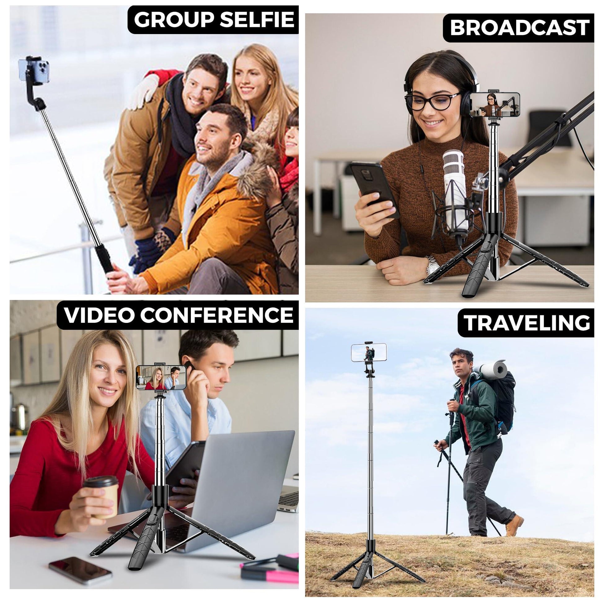 Wecool S5s Selfie Stick with Tripod Stand 360 Degree, Extendable upto 62 inch Long Selfie Stick with 6 Section Stable Base for Mobile/GoPro/Camera, Perfect for Vlogging, PhotoShoot & Virtual Meetings - Triveni World