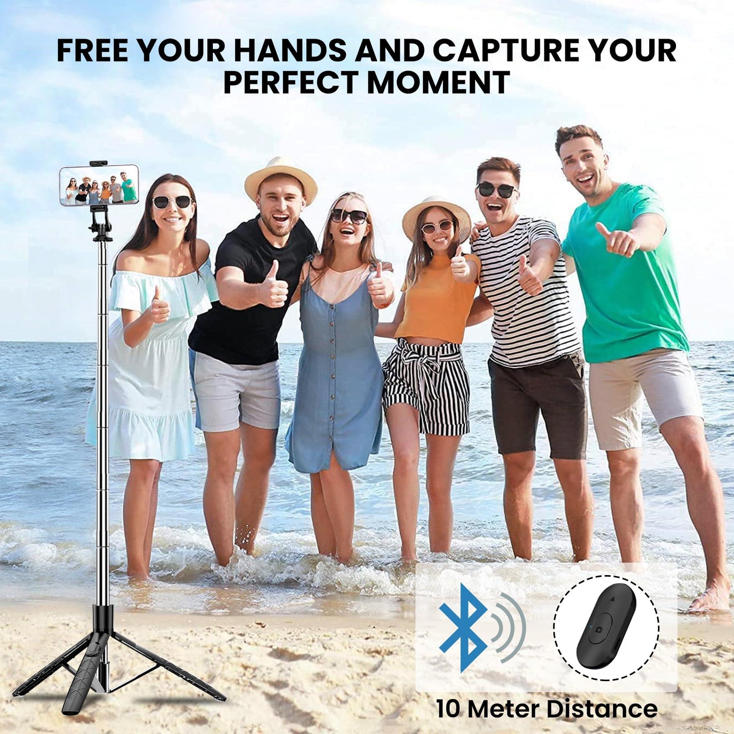 Wecool S5s Selfie Stick with Tripod Stand 360 Degree, Extendable upto 62 inch Long Selfie Stick with 6 Section Stable Base for Mobile/GoPro/Camera, Perfect for Vlogging, PhotoShoot & Virtual Meetings - Triveni World