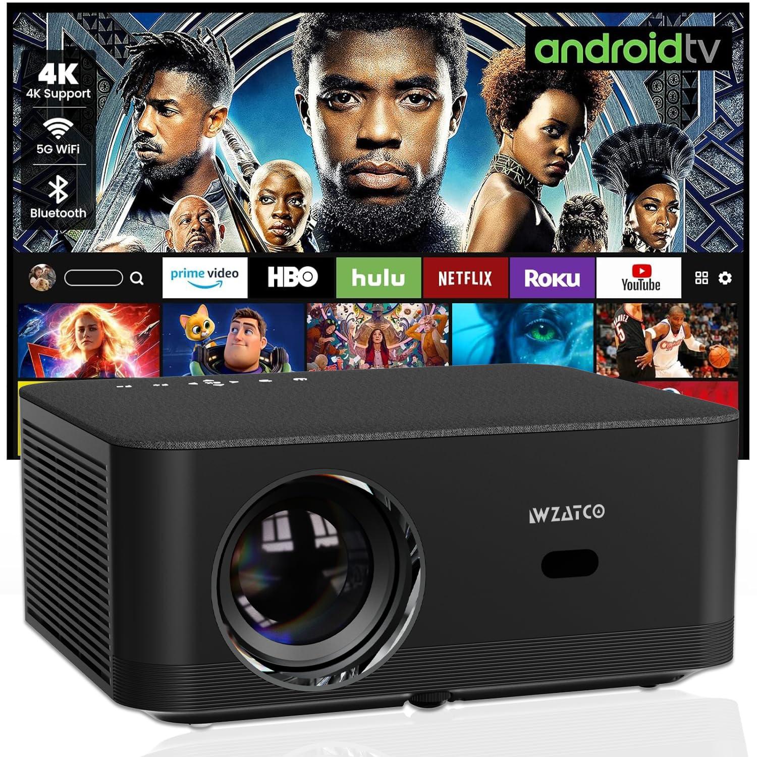 WZATCO Neo Fully Automatic 9000 Lumens, Full HD Native 1080P, 4K HDR Android Projector for Home, (Auto Focus + Auto Keystone), HDMI ARC, Dual WiFi & BT, YouTube, Netflix, Prime & More - Triveni World