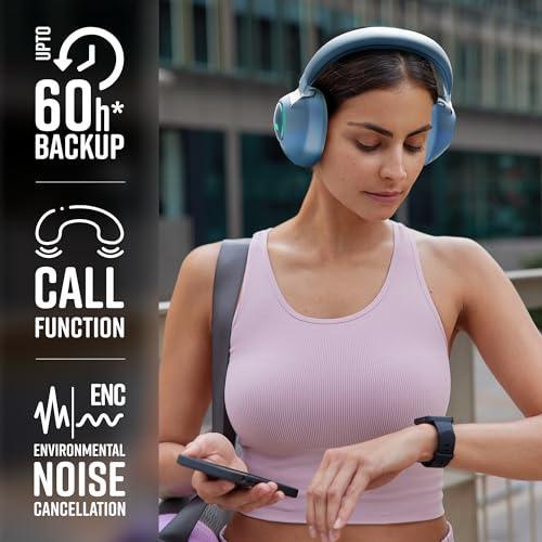 ZEBRONICS Duke 60hrs Playback Bluetooth Wireless Over Ear Headphone with Mic (Blue) - Triveni World