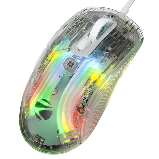 Zebronics Krystal Transparent Premimum Gaming Mouse with Upto 7200 DPI, 7 Buttons, Braided Cable, High Resolution Sensor, Windows Software with RGB LED Light Modes - Triveni World