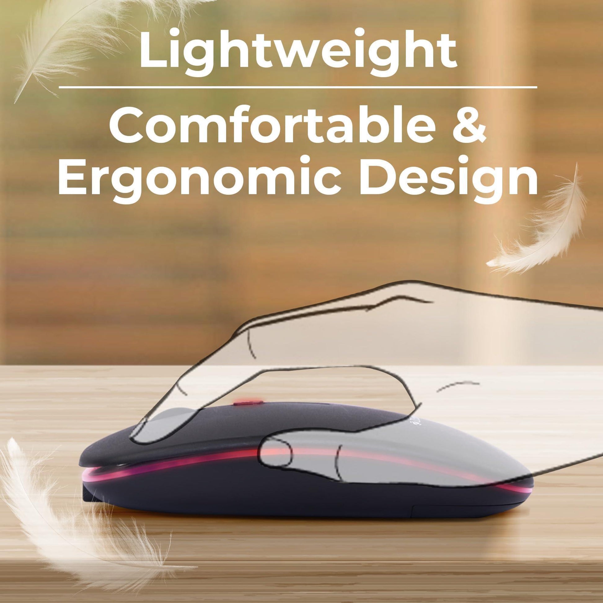 ZEBRONICS Newly Launched Blanc Slim Wireless Mouse with Rechargeable Battery, BT + 2.4GHz, 4 Buttons, 800/1200/1600 DPI, Silent Operation, Multicolor LED Lights - Triveni World