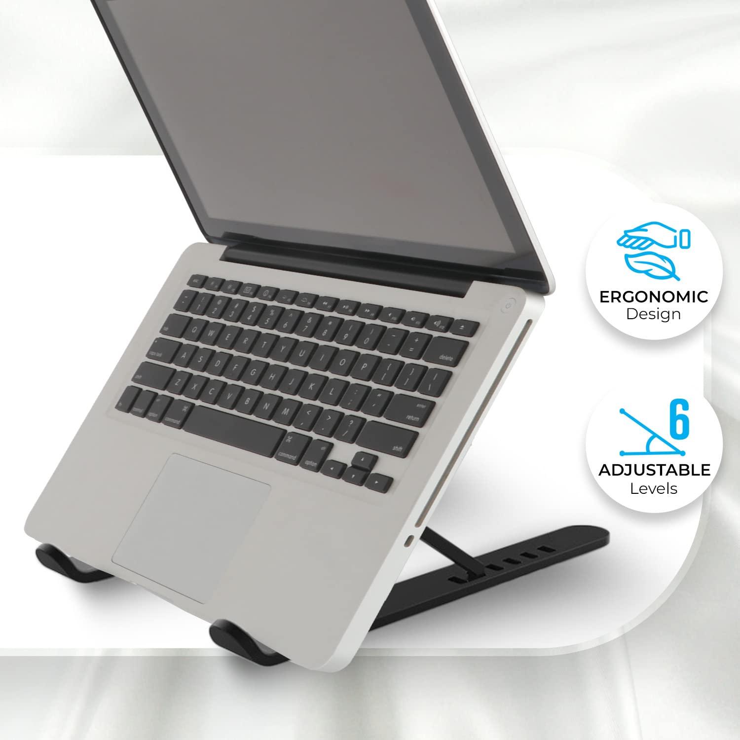 Zebronics-NS1000 Laptop Stand Featuring Foldable Design, Anti-Slip Silicone Rubber Pads, Supports Maximum of 5kgs Weight, 6 Adjustable Levels. - Triveni World