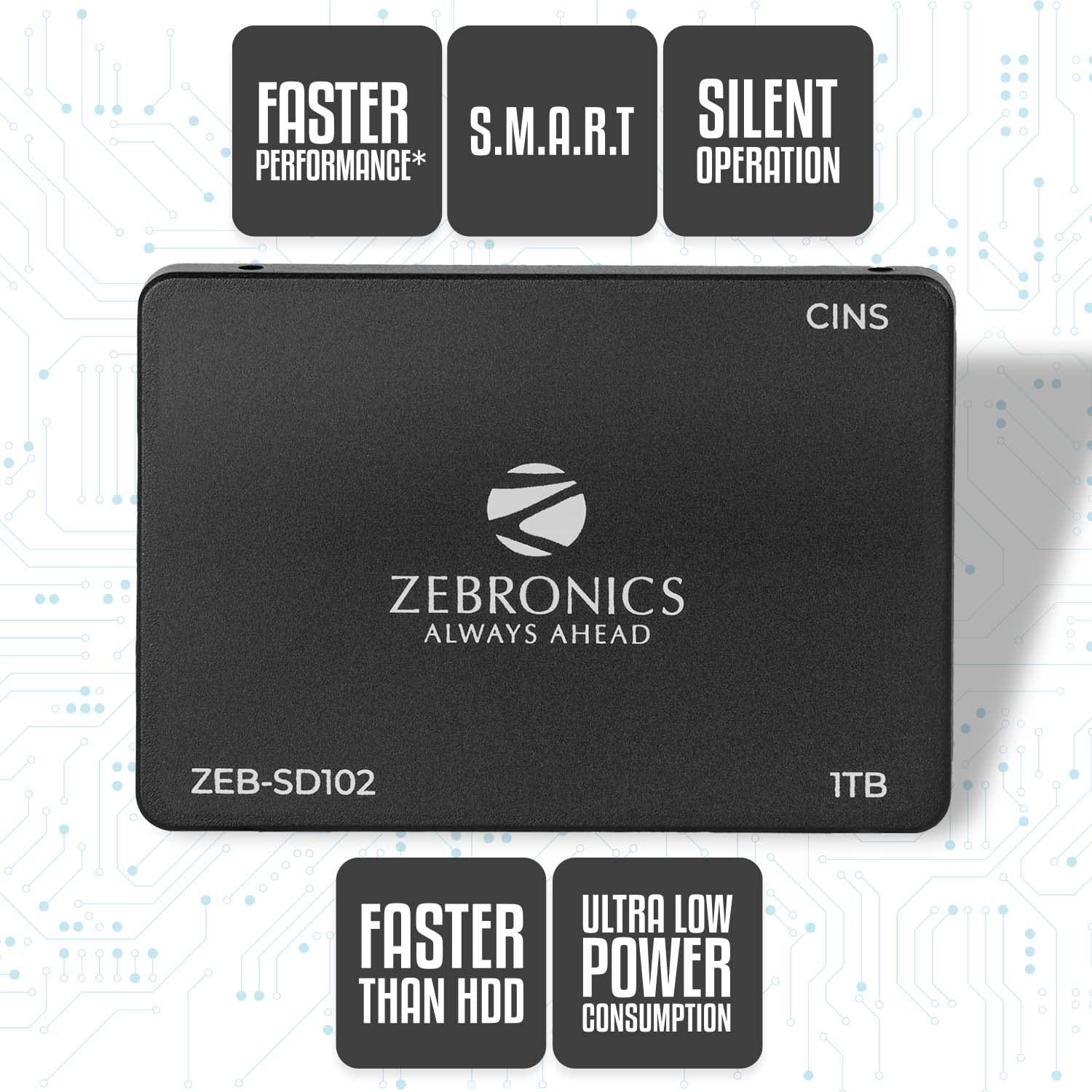 ZEBRONICS SD102 2.5" 1TB SSD, SATA III, 550MB/s Data Speed, Ultra Low Power, Silent Operation, S.M.A.R.T. Technology and Thermal Management - Triveni World