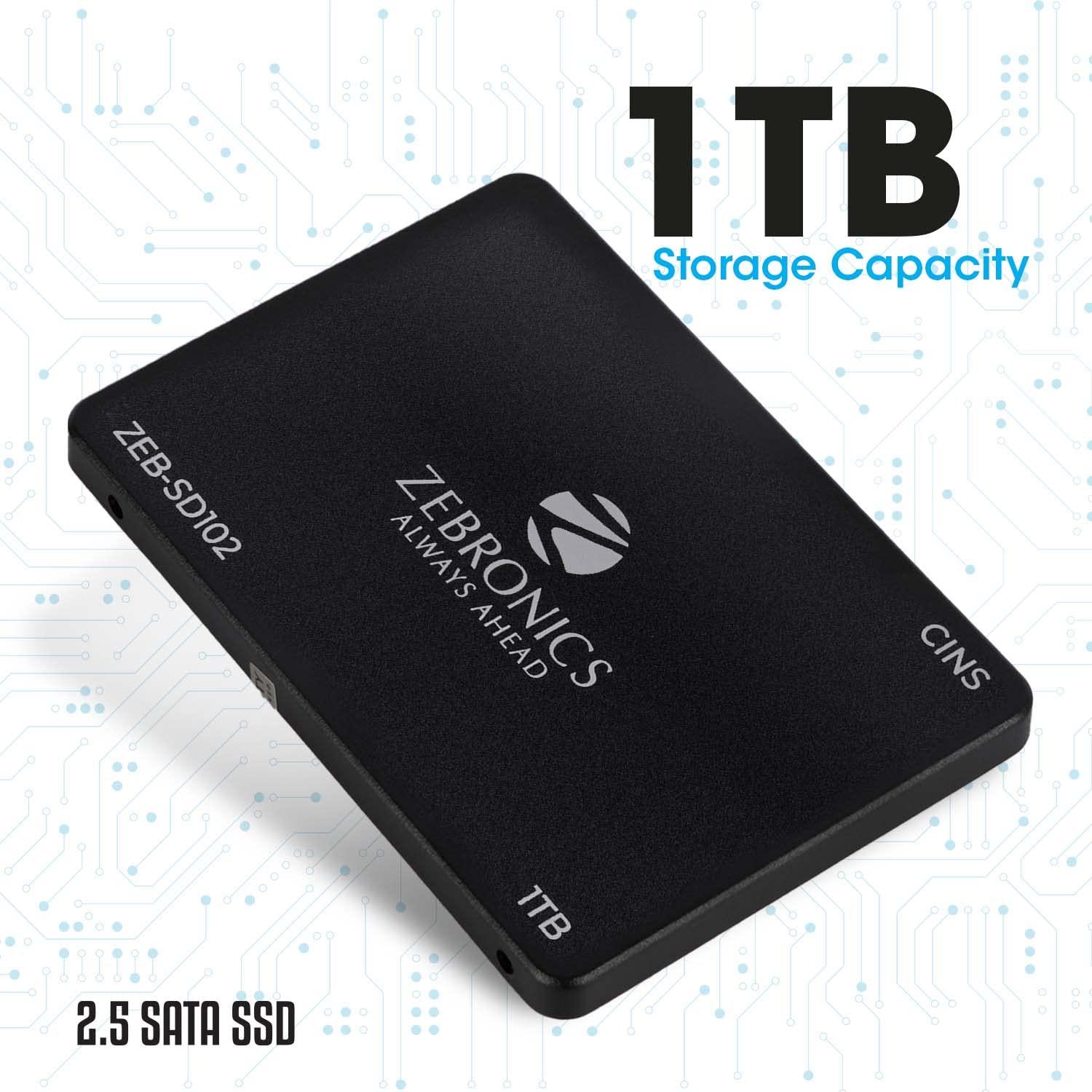 ZEBRONICS SD102 2.5" 1TB SSD, SATA III, 550MB/s Data Speed, Ultra Low Power, Silent Operation, S.M.A.R.T. Technology and Thermal Management - Triveni World