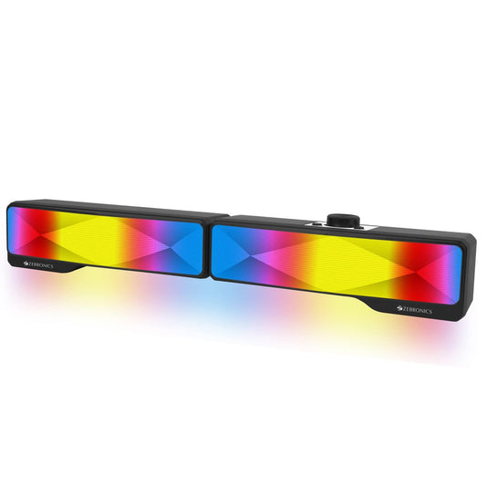 ZEBRONICS Wonder Bar 20 RGB Lights Computer Speaker with Detachable 2 in 1 Design, 10W RMS Output, Volume Control, AUX 3.5mm, USB Powered, 2.0 Stereo, Speaker ON/Off and Mute - Triveni World