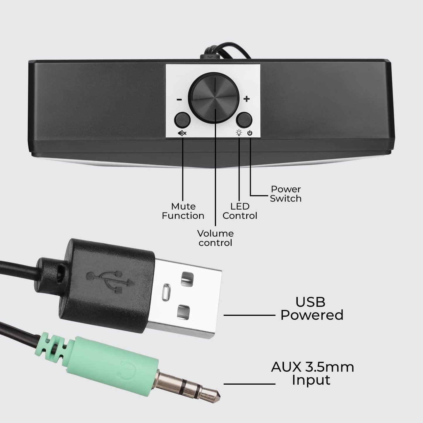 ZEBRONICS Wonder Bar 20 RGB Lights Computer Speaker with Detachable 2 in 1 Design, 10W RMS Output, Volume Control, AUX 3.5mm, USB Powered, 2.0 Stereo, Speaker ON/Off and Mute - Triveni World