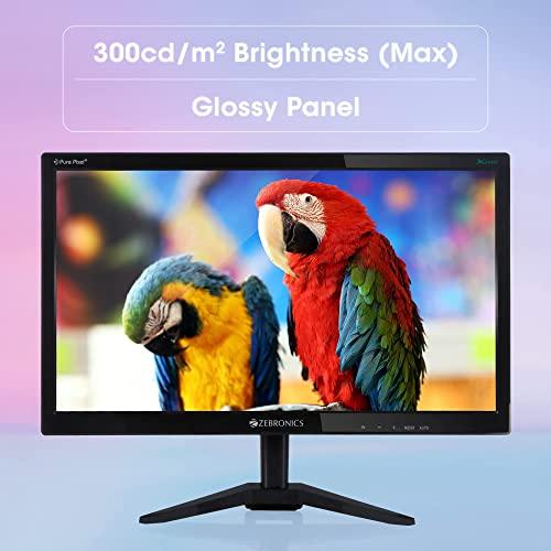 ZEBRONICS Zeb-A20HD 19.5 Inch (49.5 cm) 1600 X 900 LED Monitor, HD, HDMI, VGA, 300 nits, HDMI + VGA dual input, Wall mount, 60hz, Slim and Glossy Design, Black - Triveni World