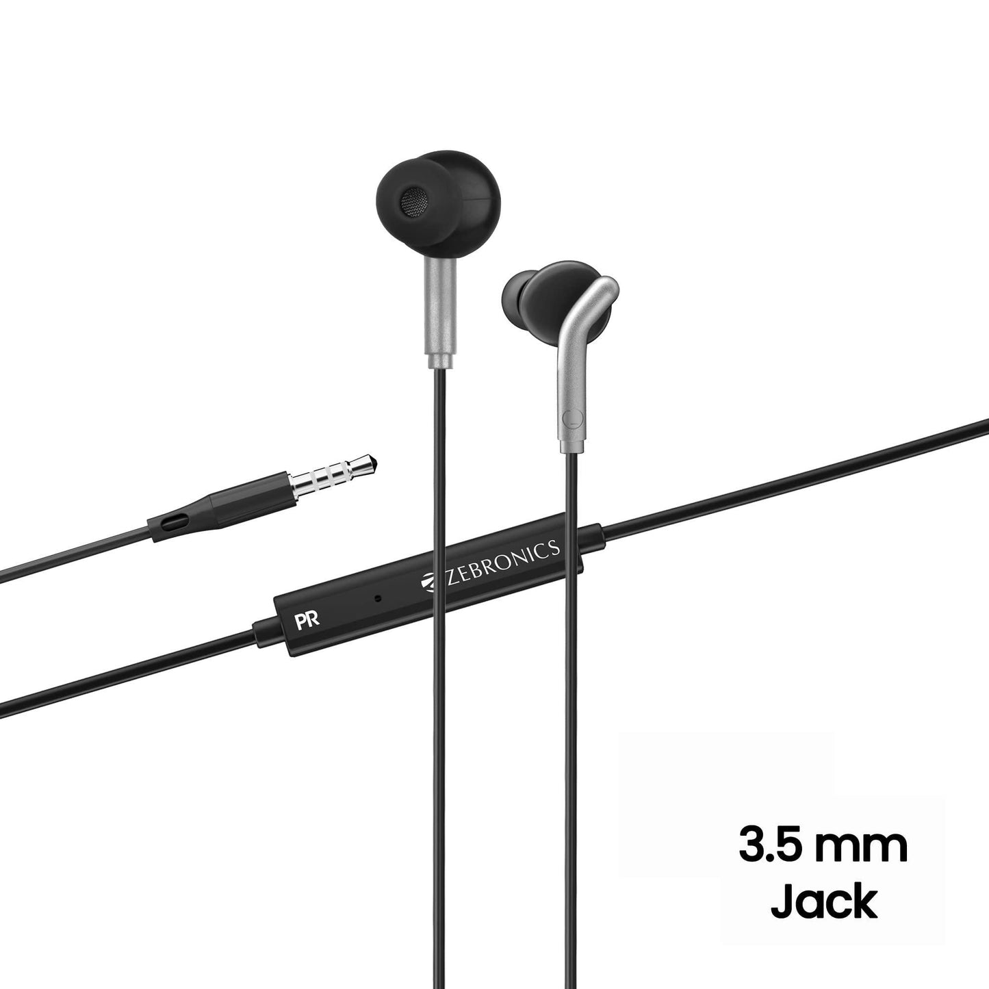 Zebronics Zeb-Bro in Ear Wired Earphones with Mic, 3.5mm Audio Jack, 10mm Drivers, Phone/Tablet Compatible(Black) - Triveni World