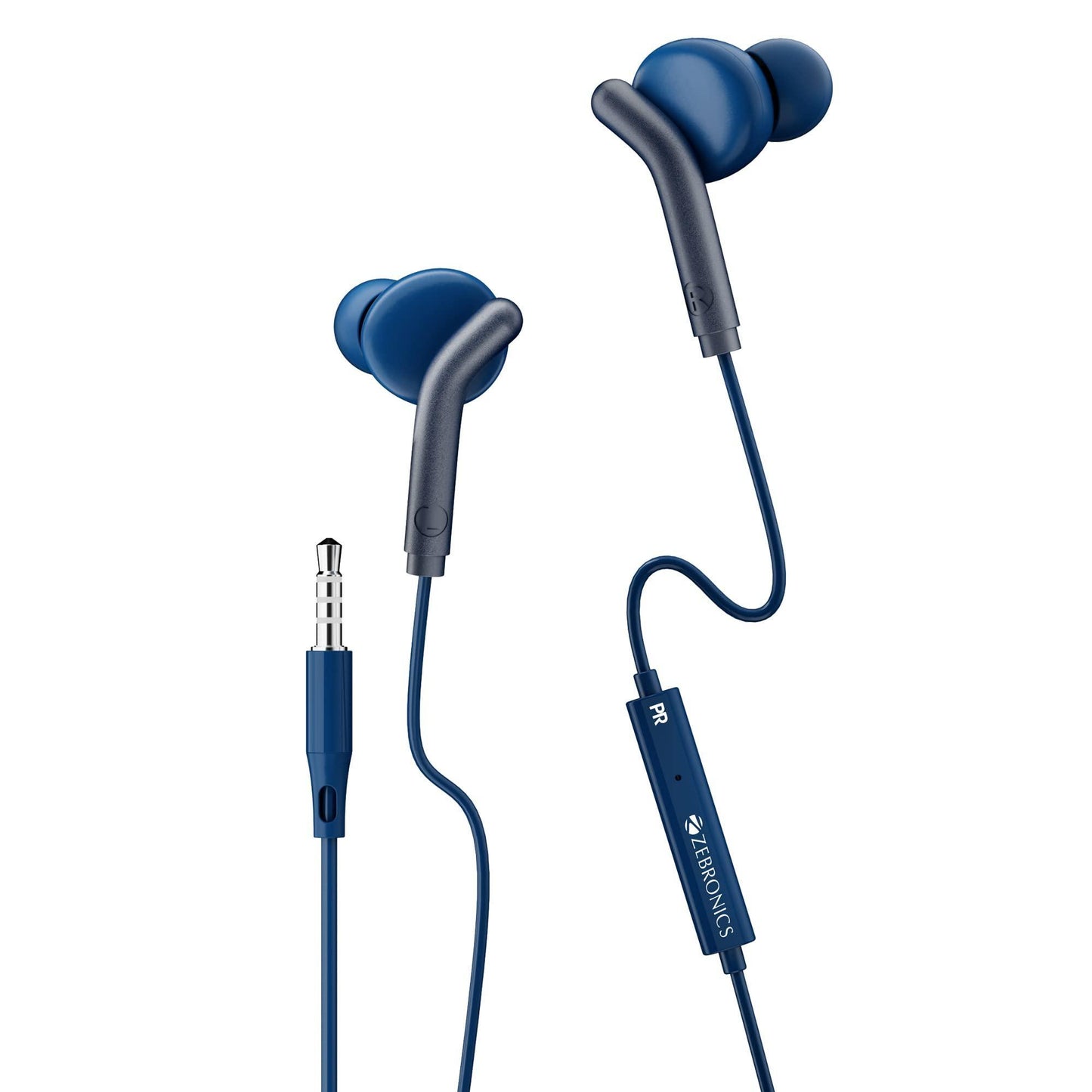 ZEBRONICS Zeb-Bro in Ear Wired Earphones with Mic, 3.5mm Audio Jack, 10mm Drivers, Phone/Tablet Compatible(Blue) - Triveni World