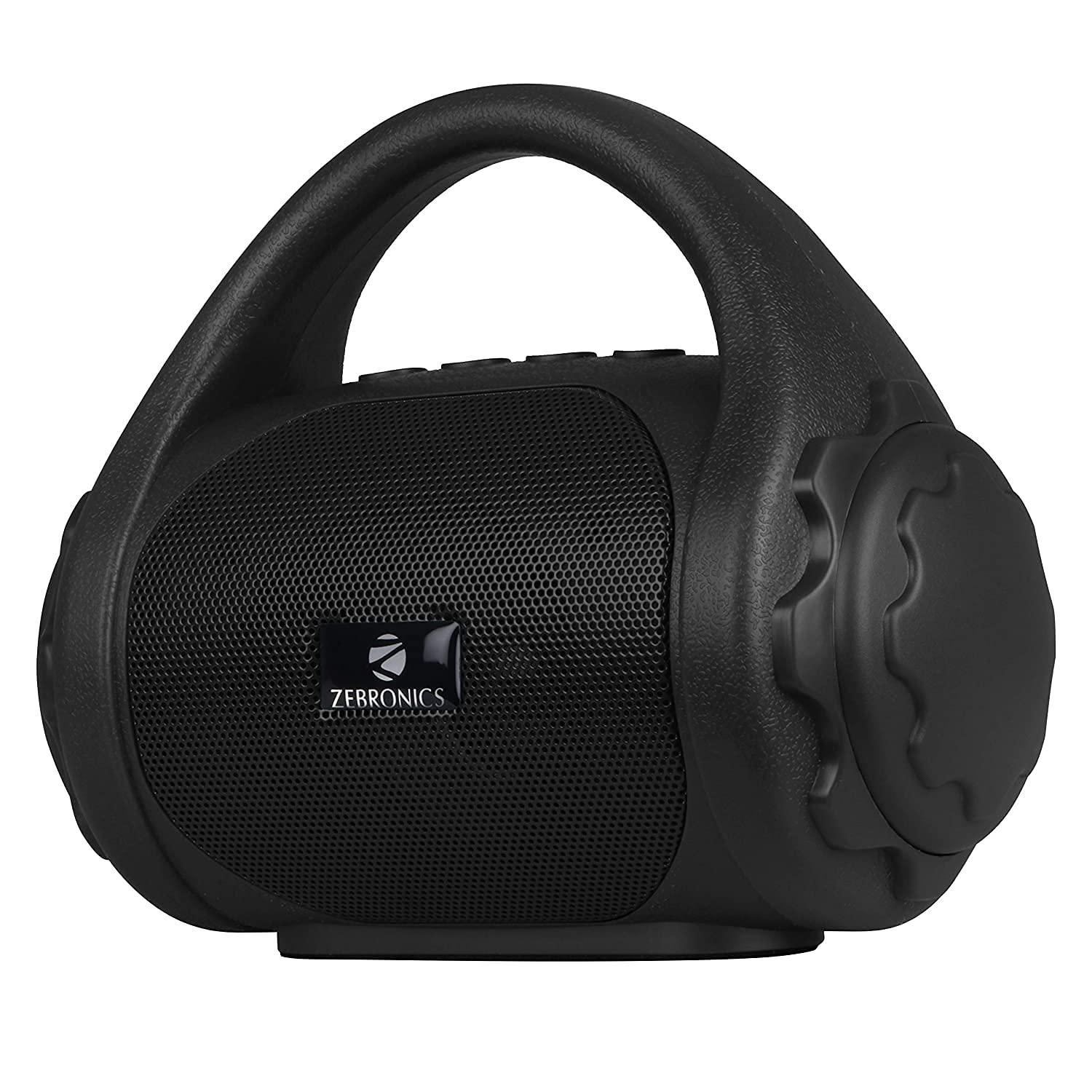 Zebronics ZEB-COUNTY 3W Wireless Bluetooth Portable Speaker With Supporting Carry Handle, USB, SD Card, AUX, FM & Call Function. (Black) - Triveni World