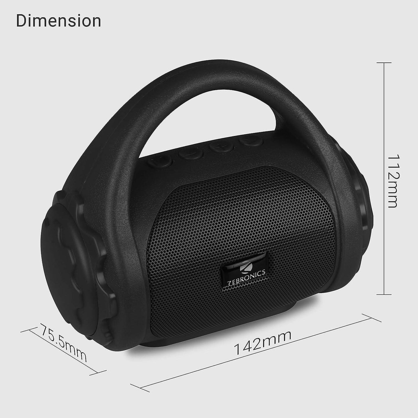 Zebronics ZEB-COUNTY 3W Wireless Bluetooth Portable Speaker With Supporting Carry Handle, USB, SD Card, AUX, FM & Call Function. (Black) - Triveni World