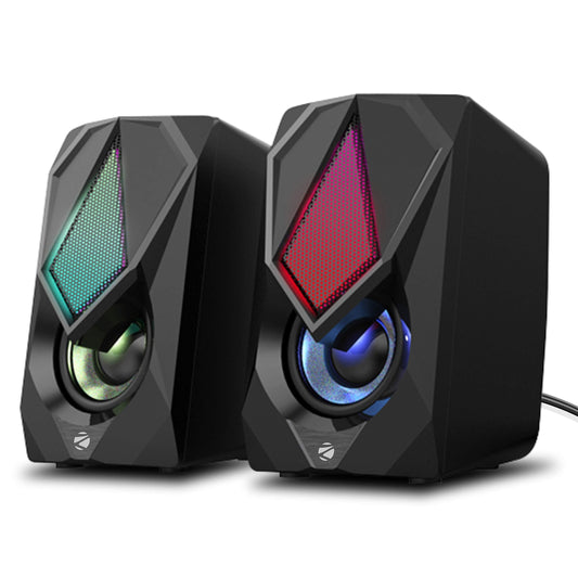 ZEBRONICS Zeb-Warrior II 10 watts 2.0 Multimedia Speaker with RGB Lights, USB Powered, AUX Input, Volume Control Pod for PC, Laptops, Desktop - Triveni World