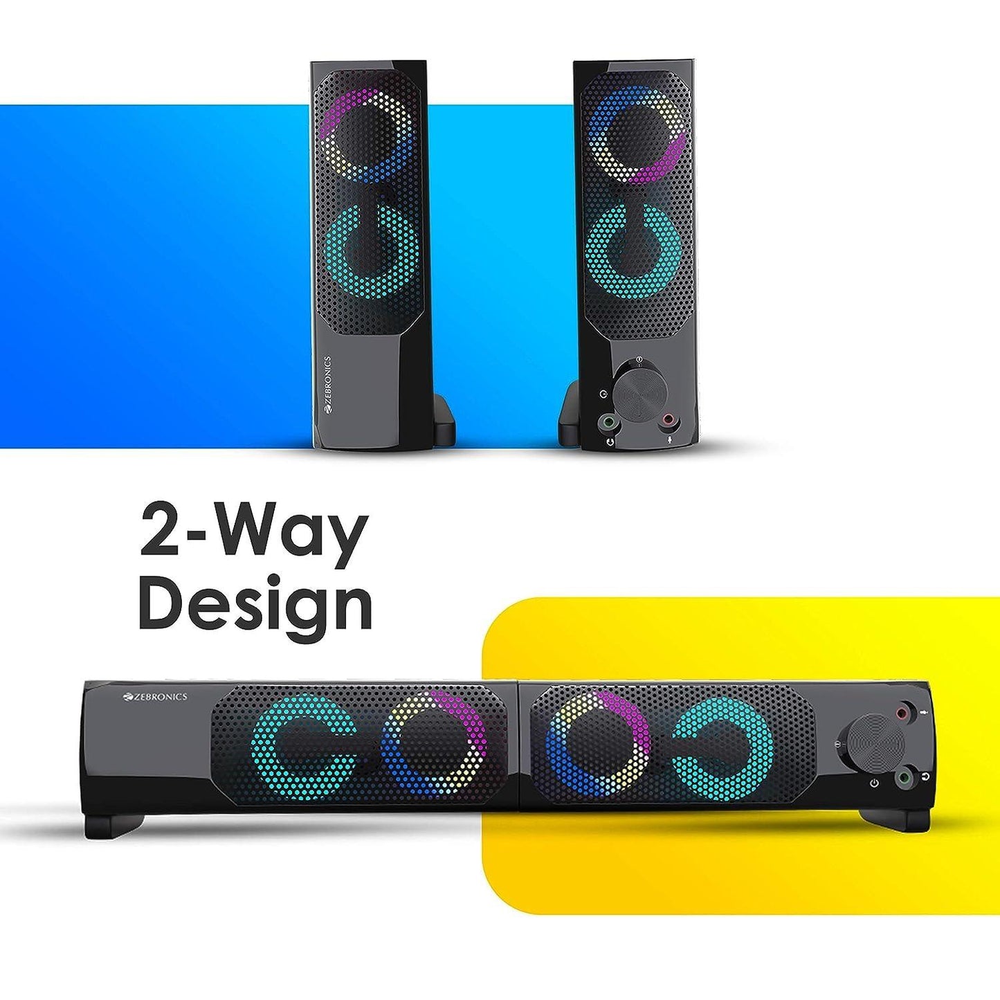 ZEBRONICS Zeb Wonderbar 10 USB Powered 2.0 Computer Speaker with RGB Lights - Triveni World