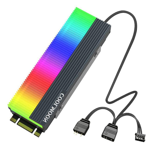 ZORBES® 5V ARGB LED RGB Light Motherboard Heatsink SSD Aluminum Cooler with Silicone Thermal Pad for PCIE NVME NGFF or SATA 2280 M.2 SSD Without SSD - Triveni World