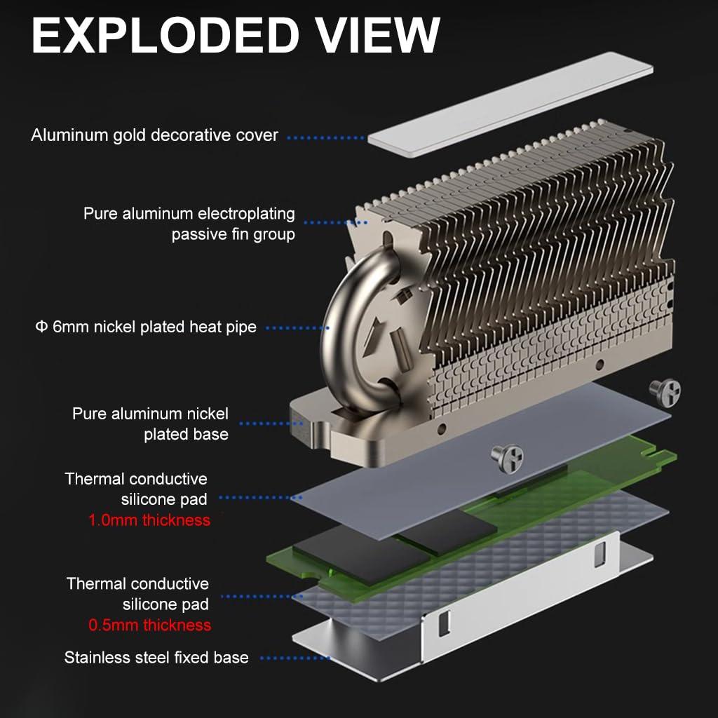 ZORBES® M.2 2280 SSD Heatsink for M.2 SSD Hard Disk Aluminum Heat Sink for PC M.2 SSD Thermal Silicone Pad Included, Contains a Heat Pipe, Double-Sided Heat Sink, Only for Single Sided 2280 Modules - Triveni World