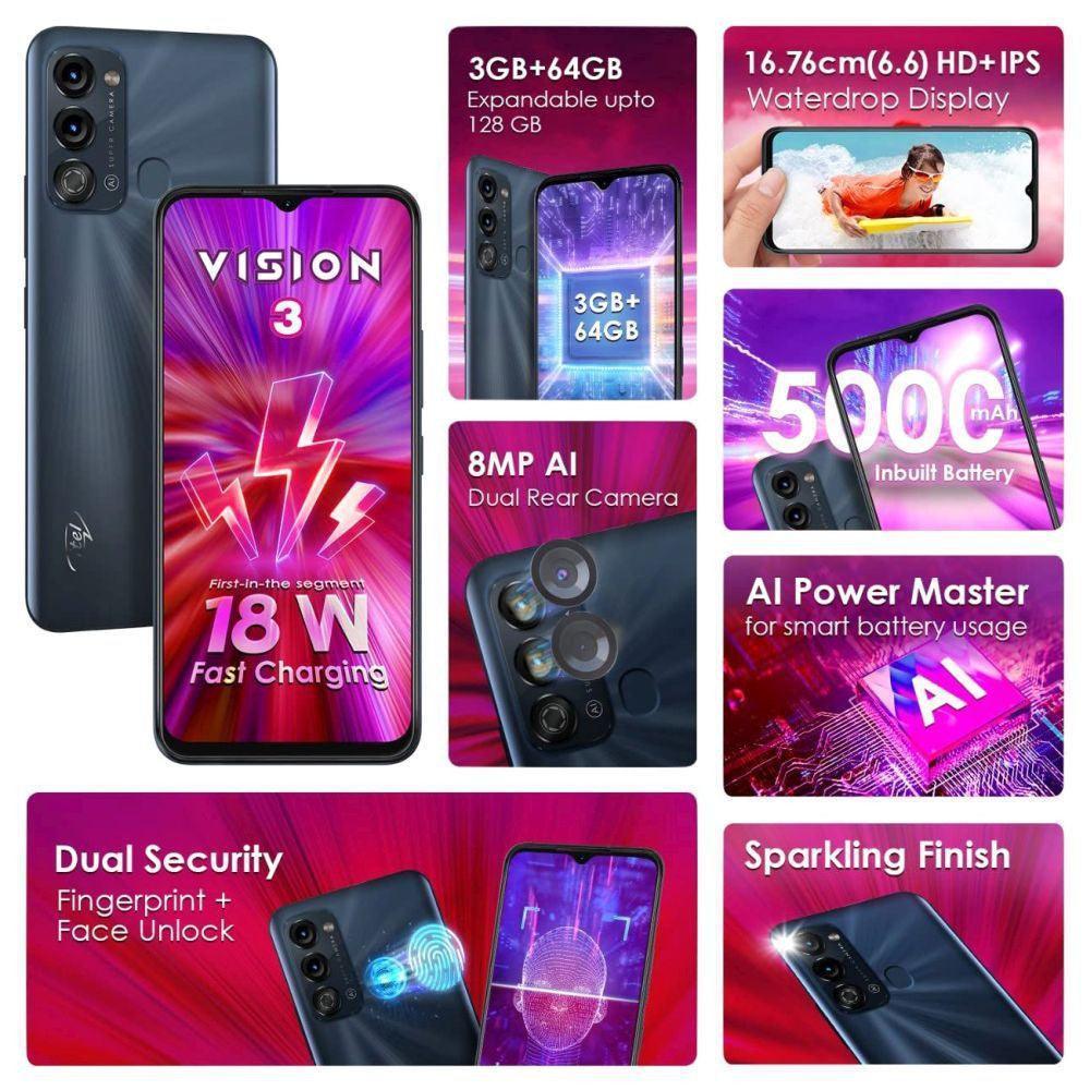 Buy ITel Version 3 Turbo Deep Ocean Black 3GB 64GB - Triveni World