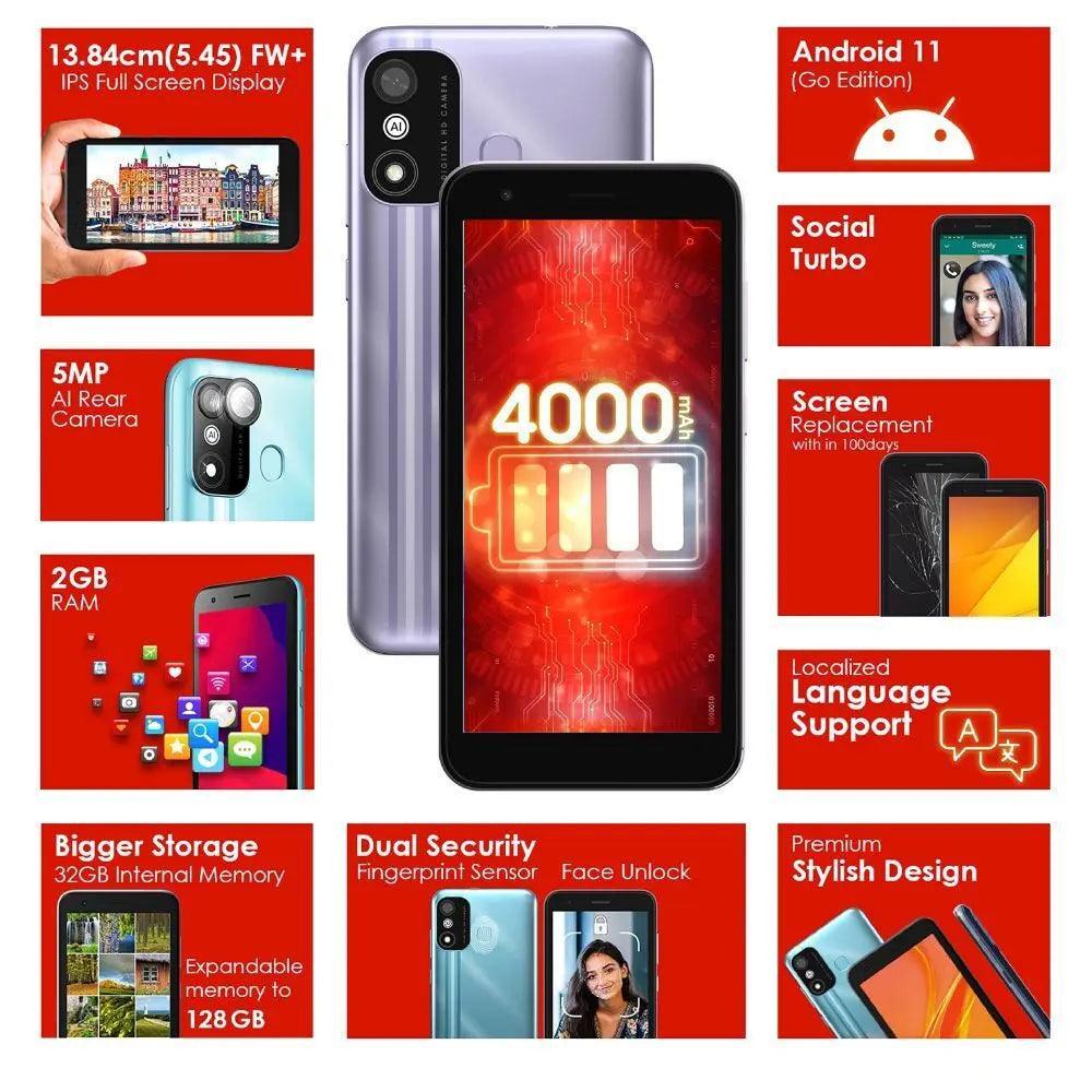 Itel A27 32 GB, 2 GB RAM, Silver Purple, Mobile Phone - Triveni World