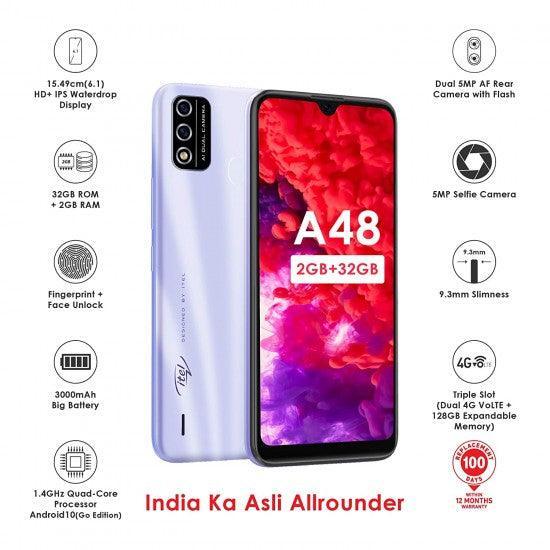 itel A48 (Gradation Purple, 2GB RAM, 32GB Storage) - Triveni World