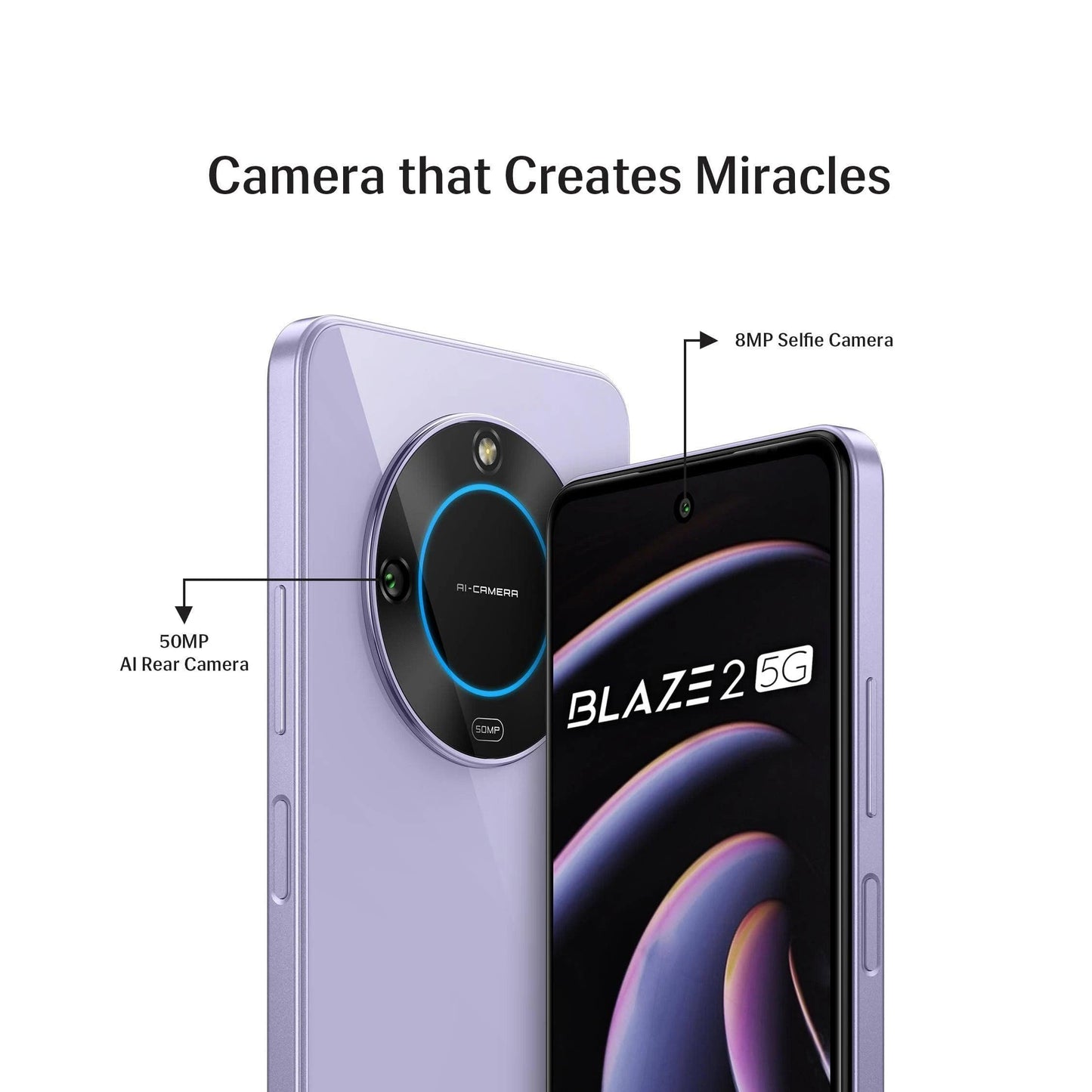 Lava Blaze 2 5G (Glass Lavender, 4GB RAM, 64GB Storage) - Triveni World