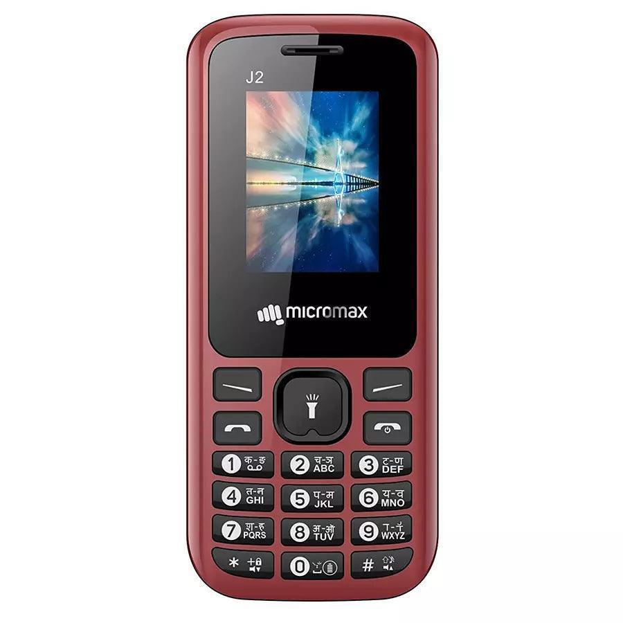 Micromax Micromax J2 1.77 inch 800 mAh 2G GSM Red Feature Phone Refurbished - Triveni World